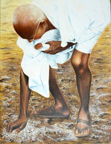 Gandhi: Dandi Salt March - Embellished Archival Canvas Print,  #1 - Limited Edition of 75 thumb