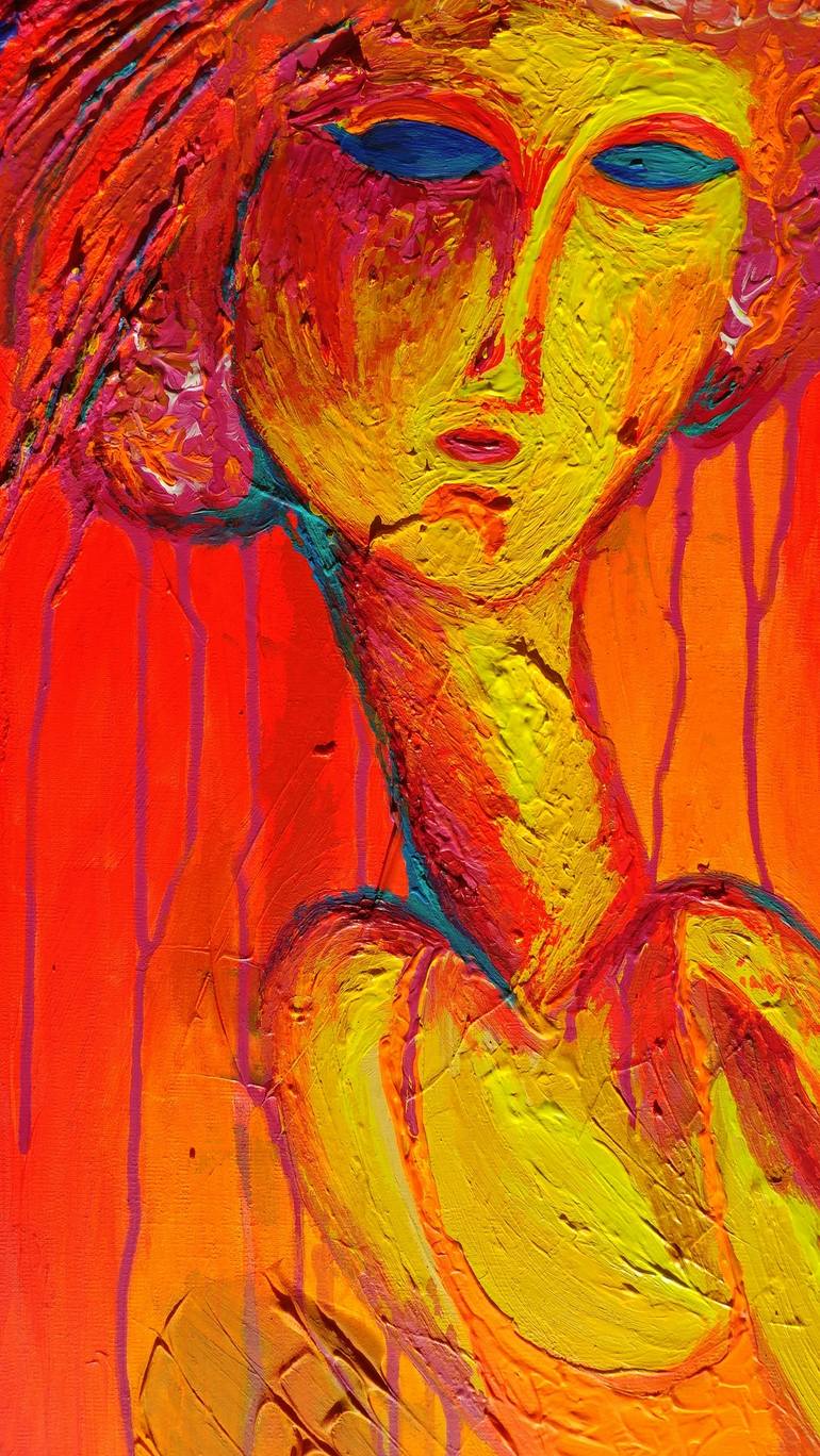 Original Abstract Expressionism Portrait Painting by Daniela Duca