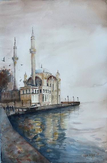 Great Mecidiye Mosque, İstanbul, a foggy day thumb