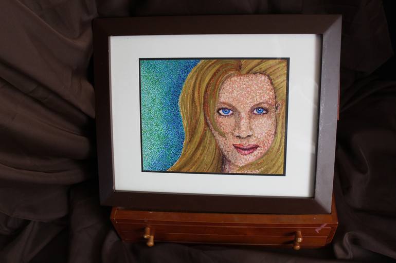 Original pointillism Women Painting by Beth Heart