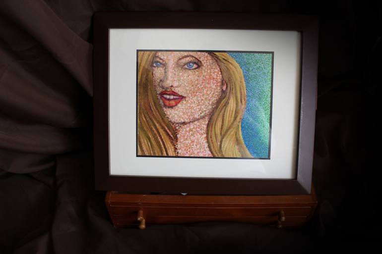 Original pointillism Women Painting by Beth Heart