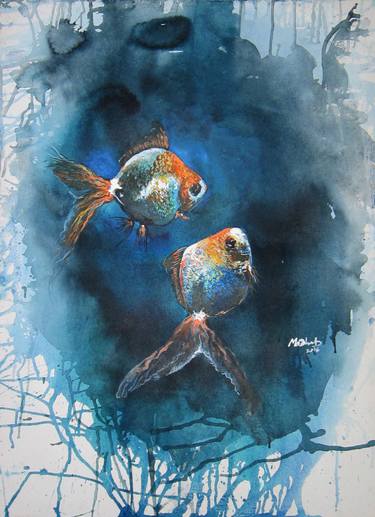 Original Fish Painting by N MADHAB