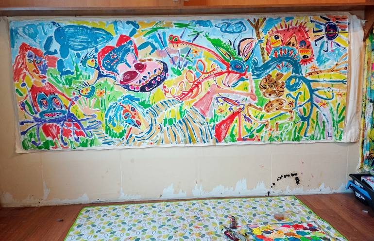 Original Abstract Expressionism Classical Mythology Painting by Klim -