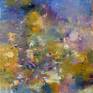 I painted this abstract in oils on stretched canvas.  Blues and purple were the foundation.  Then yellow ochre met the lavender and created an energy.  I worked some carving/scratching into the paint to free it.  The sides of the canvas are painted and it is varnished and wired for hanging.