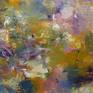 I painted this abstract in oils on stretched canvas.  Blues and purple were the foundation.  Then yellow ochre met the lavender and created an energy.  I worked some carving/scratching into the paint to free it.  The sides of the canvas are painted and it is varnished and wired for hanging.