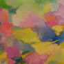I painted this abstract in oils on stretched canvas.  The paints are rich and lustrous and I was inspired by symphonies, beautiful classical music, and also the symphonies of the sounds of life, traffic, children playing outside my window, the steady drum of passing trains, their long whistle.  The sides of the canvas are painted and it is wired for hanging.