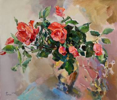 Print of Expressionism Floral Paintings by Taron Khachatryan