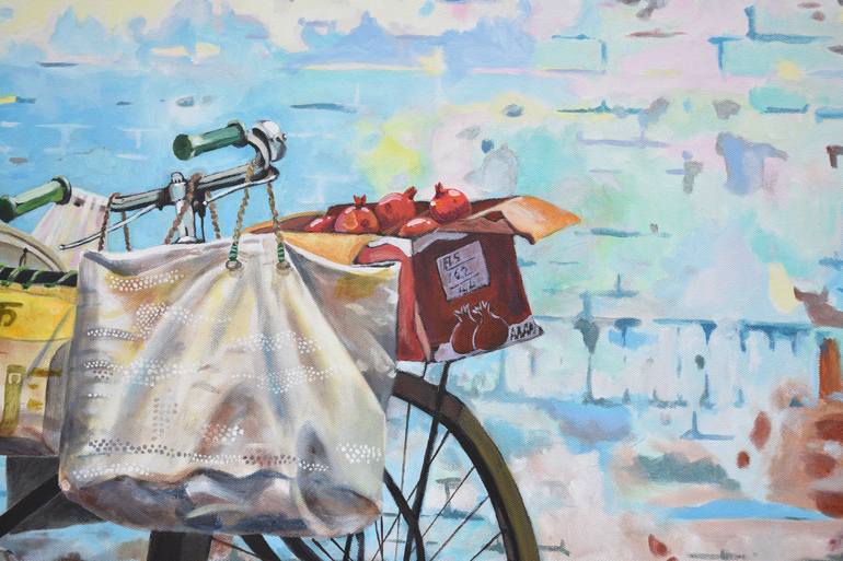 Original Fine Art Bicycle Painting by Cor Bosman