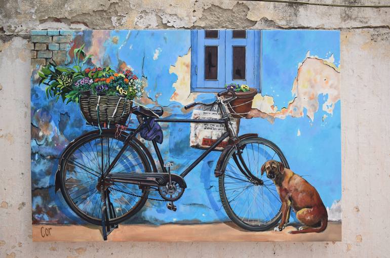 Original Fine Art Bicycle Painting by Cor Bosman