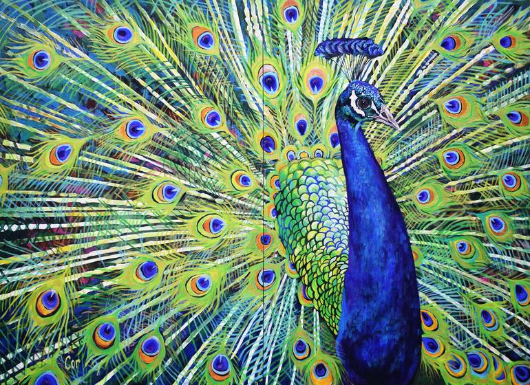 Bollywood Bird Painting by Cor Bosman | Saatchi Art