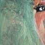 Acrylic and paper on Canvas. Portrait painting She is a modeling girl,but her eyes asking something from you.