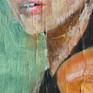 Acrylic and paper on Canvas. Portrait painting She is a modeling girl,but her eyes asking something from you.
