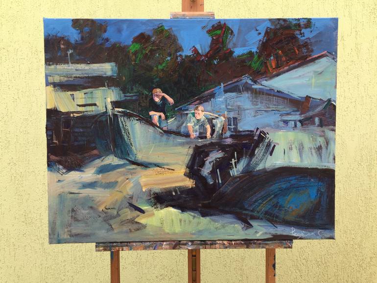 Original Figurative Boat Painting by Sergey Redyoga