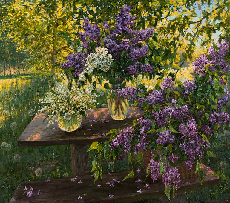 Still Life with Lilacs and Lilies of the Valley by Elena