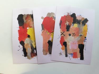 Abstract with red | set of 3 artworks thumb