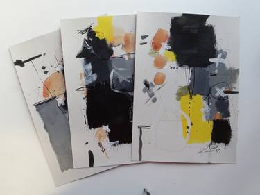 Abstract with black III | set of 3 artworks thumb