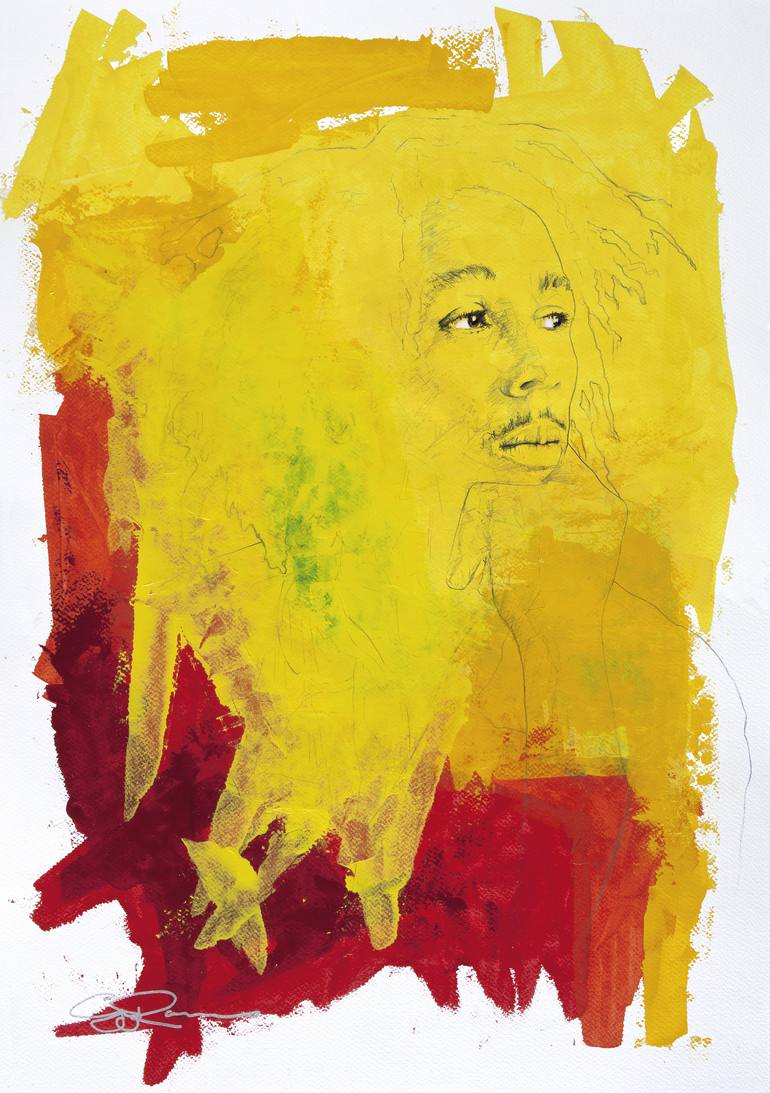 Original Pop Culture/Celebrity Painting by Guy B Roames | Figurative Art on Paper | Bob Marley