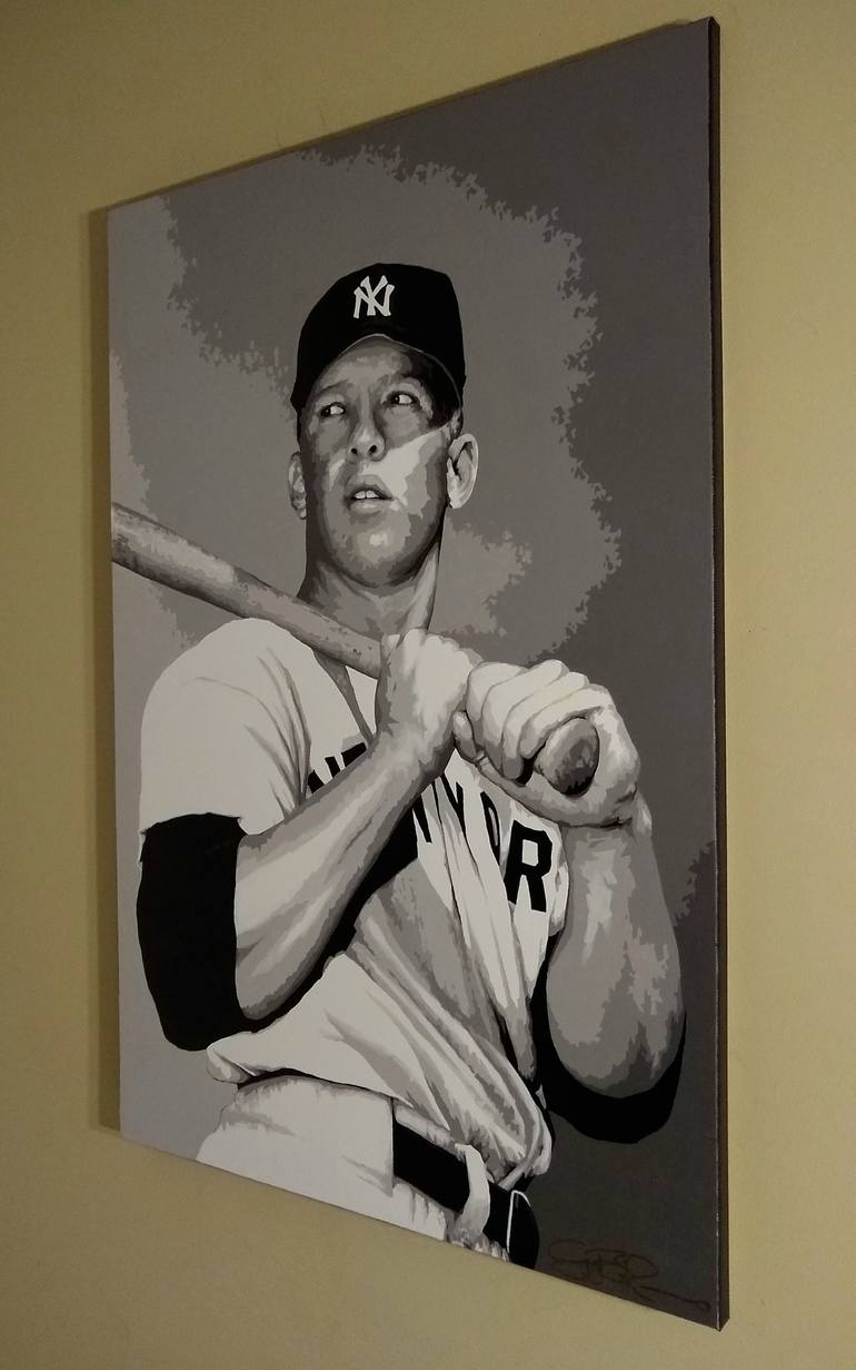 Mickey Mantle Watercolor Fine Art Print Digital Painting 