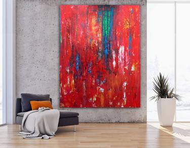 RED EXTRA LARGE 240X190 ABSTRACT,MODERN,FINE ART thumb