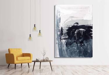 LARGE PAINTING -BLACK AND WHITE ABSTRACT 01 thumb
