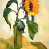 Sunflower in a green vase by Margarita Krut