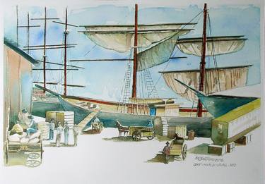 Original Conceptual Ship Paintings by Paulo Di Santoro