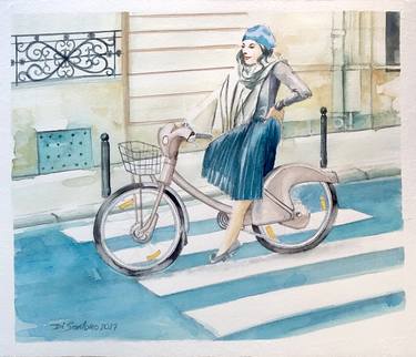 Original Figurative Bicycle Paintings by Paulo Di Santoro