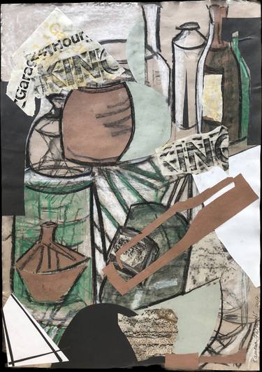 Original Cubism Still Life Collage by Ramona Galardi