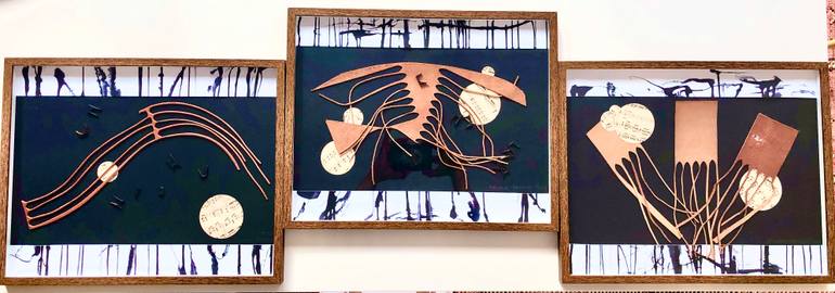 Original Black & White Abstract Mixed Media by Ramona Galardi