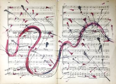 River of Life - Mixed media, Ink on vintage sheet music thumb