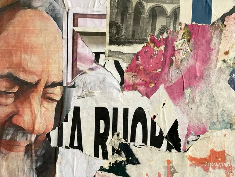 Original Abstract Expressionism Religion Collage by Christian Gastaldi