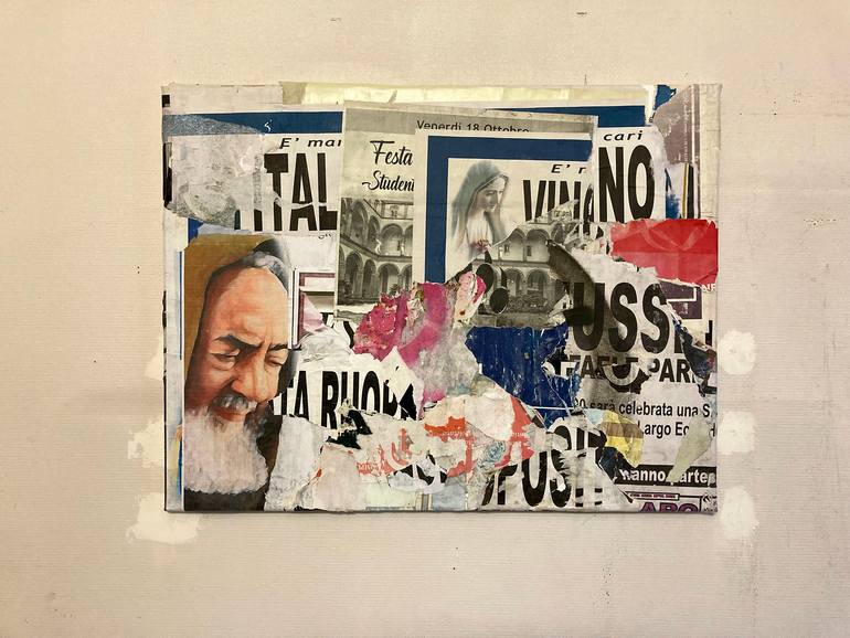 Original Abstract Expressionism Religion Collage by Christian Gastaldi