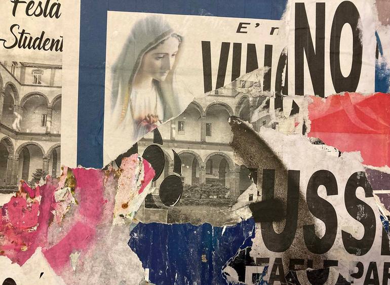 Original Abstract Expressionism Religion Collage by Christian Gastaldi