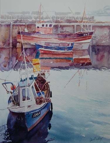 Original Figurative Boat Paintings by David Wilcox