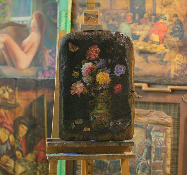 Original Realism Floral Painting by Sergey Lesnikov