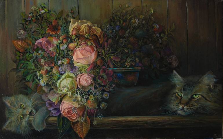 Flower still life Painting by Sergey Lesnikov | Saatchi Art