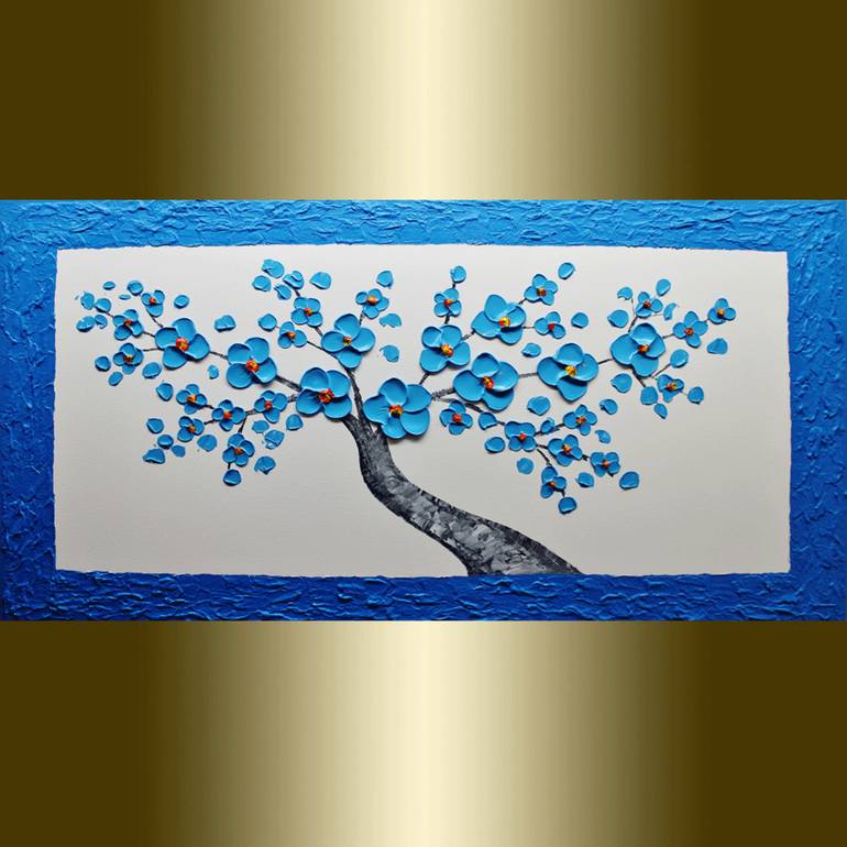 cherry blossom painting blue