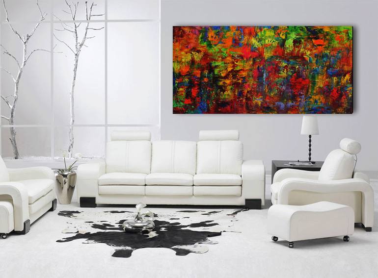 ABSTRACT,RED,YELLOW,BLUE,ORANGE. Painting by Artist Viorel | Saatchi Art