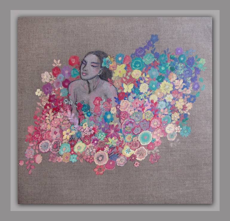 Original Abstract Garden Painting by Jing Zhang