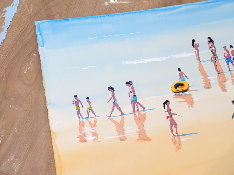 Original Conceptual Beach Painting by Carlos Martín