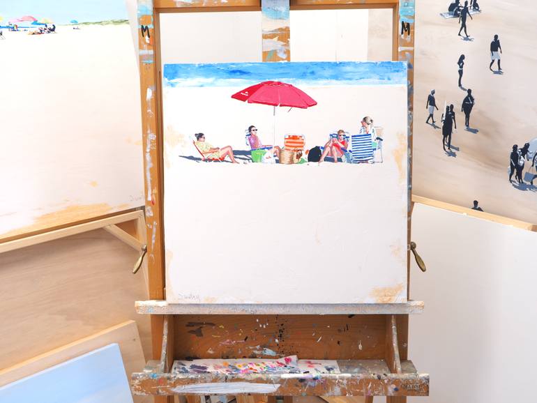 Original Figurative Beach Painting by Carlos Martin