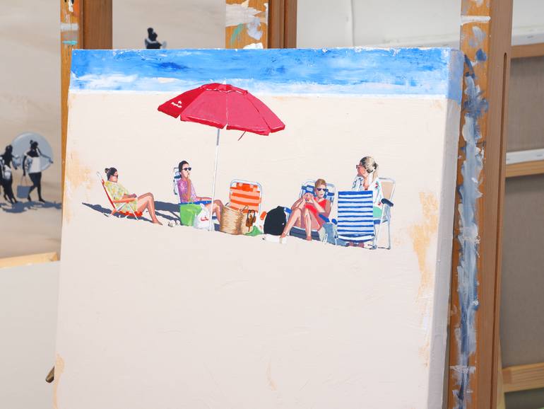 Original Figurative Beach Painting by Carlos Martin