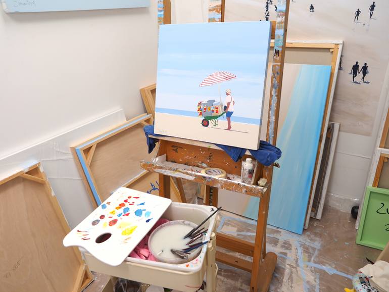 Original Figurative Beach Painting by Carlos Martín