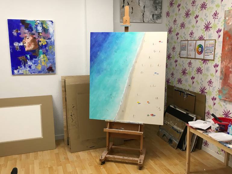 Original Minimalism Beach Painting by Carlos Martín