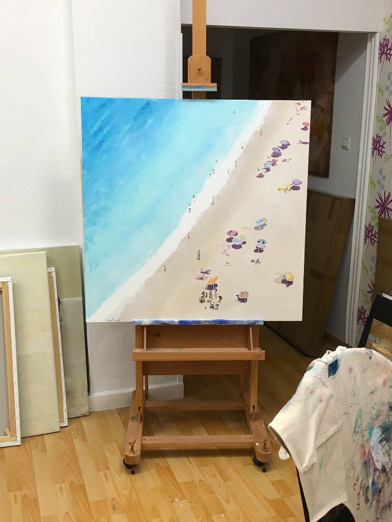 Original Minimalism Beach Painting by Carlos Martín