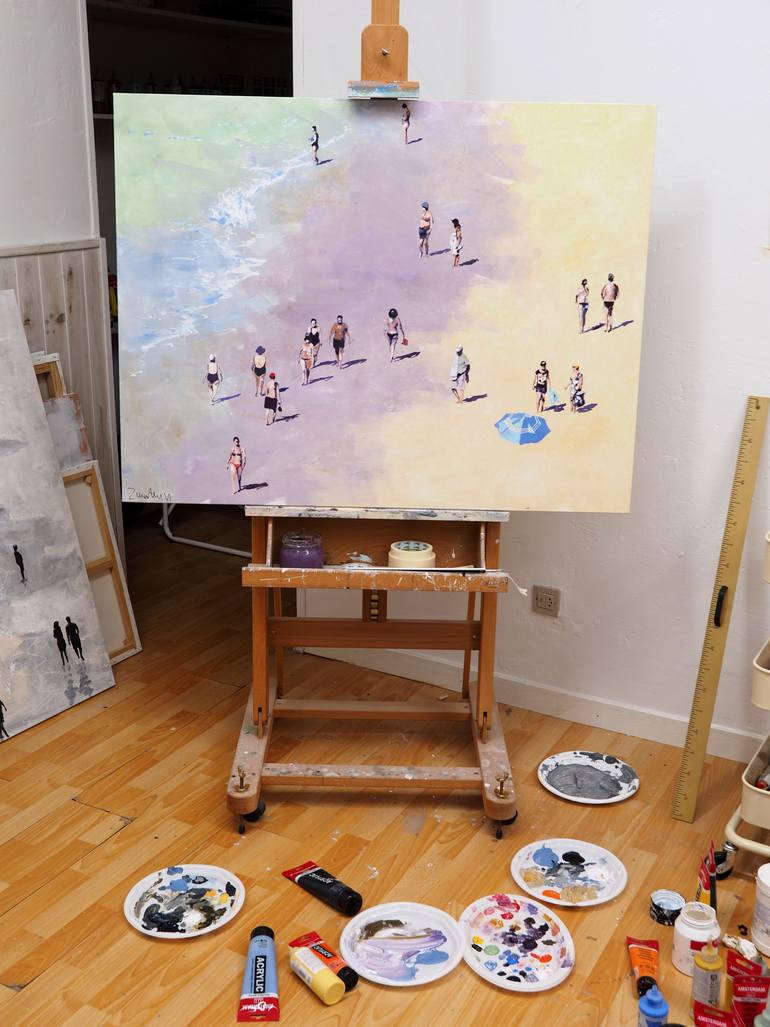 Original Figurative Beach Painting by Carlos Martín