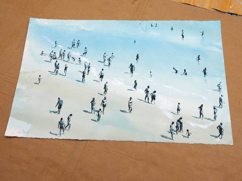 Original Conceptual Beach Painting by Carlos Martín