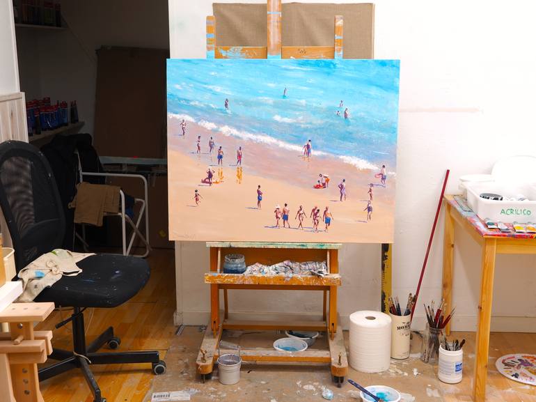 Original Figurative Beach Painting by Carlos Martín