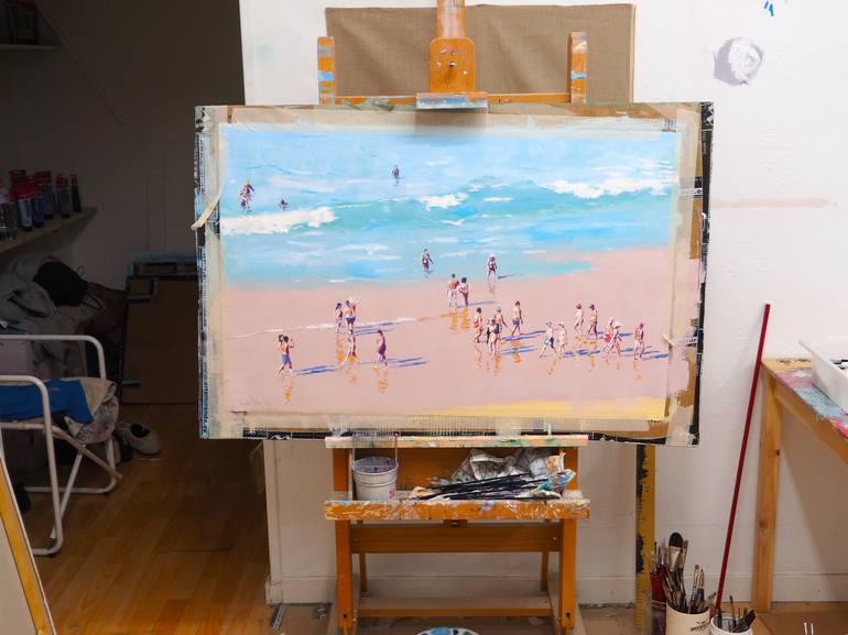 Original Impressionism Beach Painting by Carlos Martín