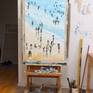 Original painting made with ink and oil painting on 100% cotton Arches 160lb CP(NOT) paper. Four deckled edges. Gloss varnish. Front and back signed and CoA. Will ship on double sturdy cardboard tube. 

25,5 x 40 inches.

64,8 x 101,5 cm.